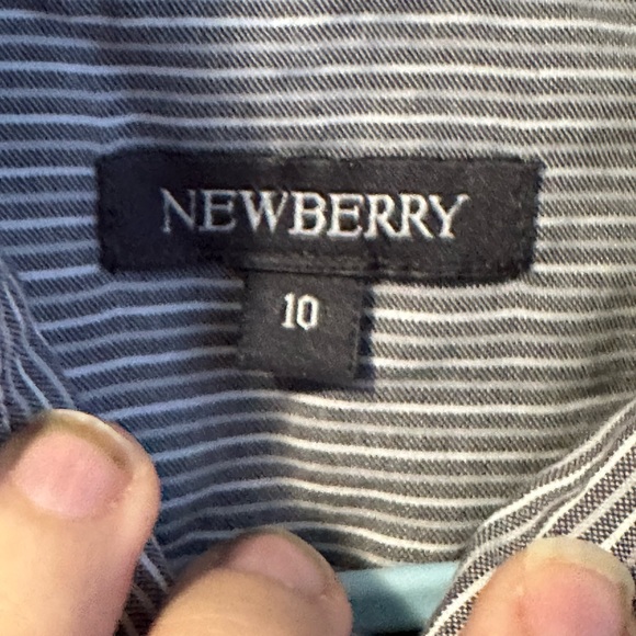 Newberey - grey and white pinstripe button up dress shirt - Picture 3 of 4